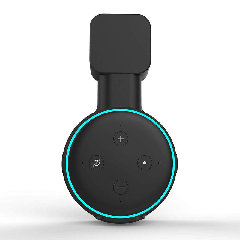  [AUSTRALIA] - Suixing Outlet Wall Mount Holder Hanger for Echo Dot 3rd Gen, A Space-Saving with Cord Management for Smart Speakers Hide Messy Wires Place on Kitchen Bedroom & Bathroom (2pc Black) 2pcs