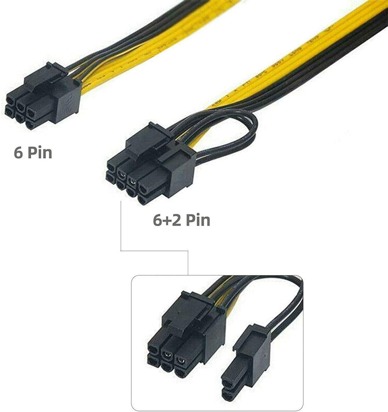  [AUSTRALIA] - 12x 6 Pin PCI-E to 8 Pin(6+2) PCI-E (Male to Male) GPU Power Cable (50cm) Not Include Card 12x