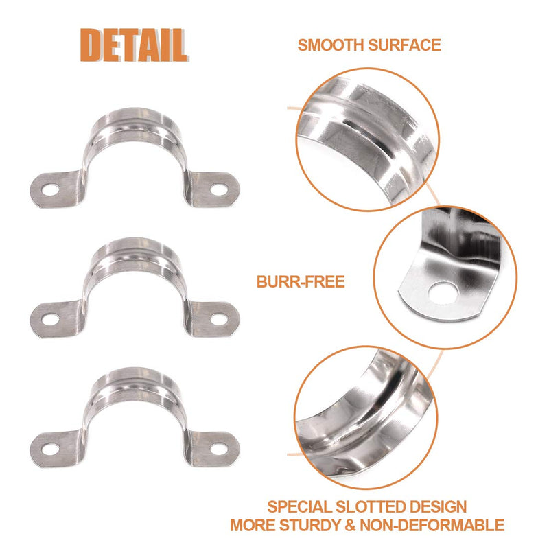  [AUSTRALIA] - Keadic 30Pcs M35 Two Hole Strap U Bracket Tube Strap Tension Clips Stainless Steel Heavy Duty Rigid Pipe Strap Clamp, for Pipe Fixing on Various Surfaces and Support Structures 1-3/8"