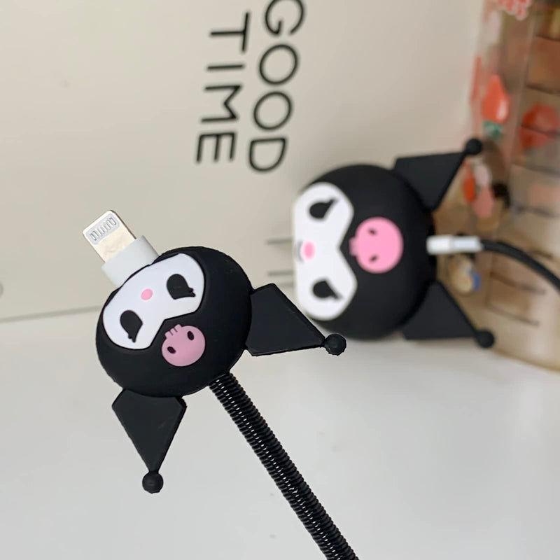  [AUSTRALIA] - 2pcs Protective Case for Apple 20W iPhone USB-C Power Adapter Charger and USB Lightning Cable, 3D Cute Cartoon Designs Protective Case for iPhone Charger S2-Black&Red Cat