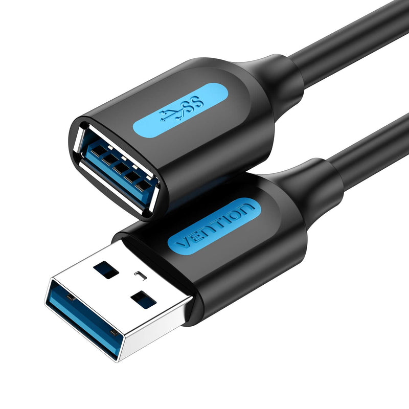  [AUSTRALIA] - VENTION USB Extension Cable 5FT, USB 3.0 Extension Cord Male to Female Extender Cable High-Speed Data Transfer for Mouse, USB Keyboard, Flash Drive, Hard Drive, Camera, Printer