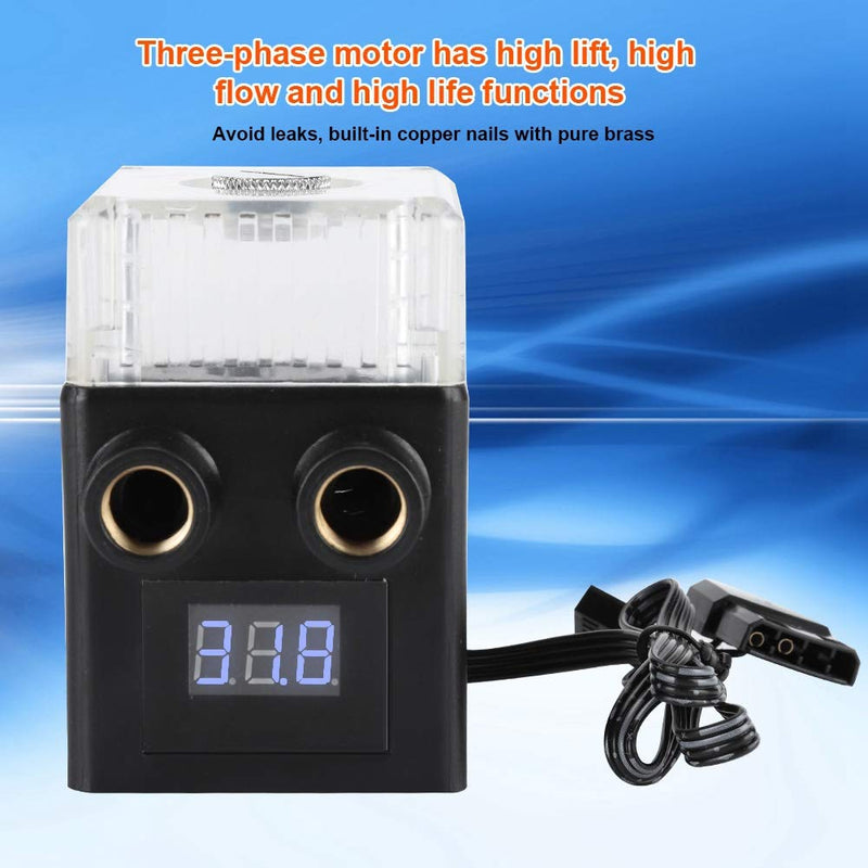 [AUSTRALIA] - G1 ,4 Thread PC Temperature Display Integrated Water Cooling Pump for Pub 12YT , Ceramic Bearing Three Phase PC Water Cooling Tank Built in Pure Copper Nail Black