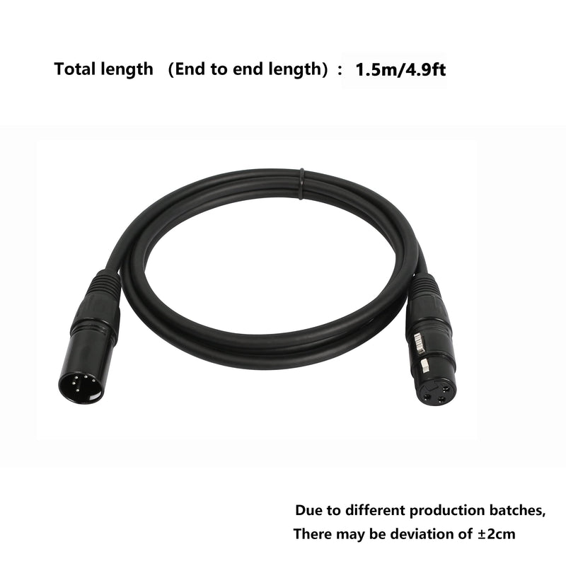  [AUSTRALIA] - SinLoon DMX Stage Light Cable,DJ XLR Cable,3-Pin Female XLR to 5-Pin Male XLR DMX Turnaround Connection for Moving Head Light Par Light Spotlight with XLR Input & Output (1.5M/4.9FT 5male)