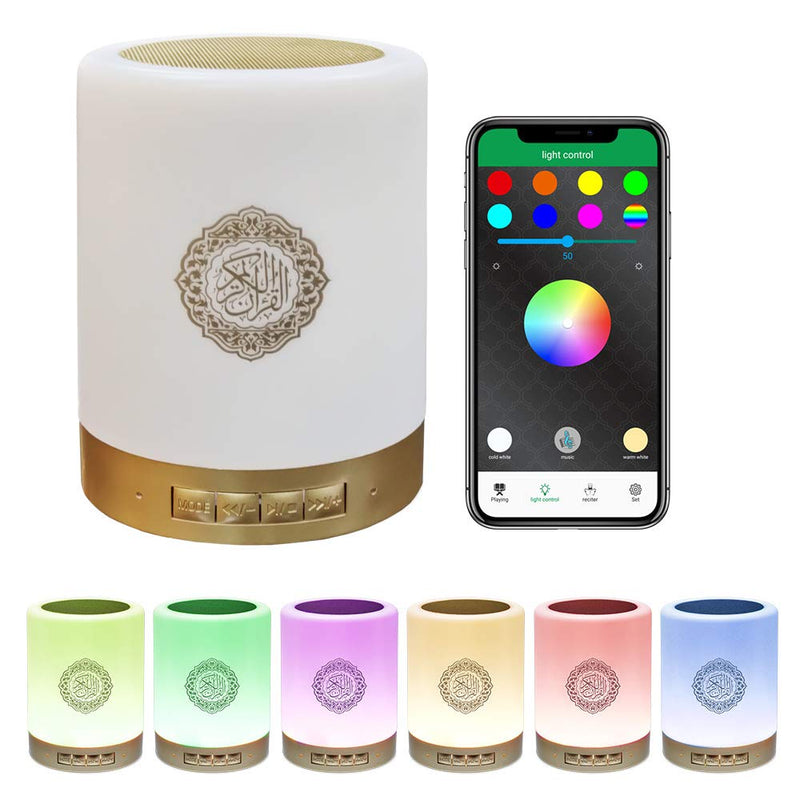 SQ112 Quran Speaker, Smart Touch Lamp Bluetooth Speaker AZAN Speaker with APP CONTROL,Full Recitations of Famous Imams and Quran Translation in Many Languages Including English, Arabic, Urdu 1A - LeoForward Australia
