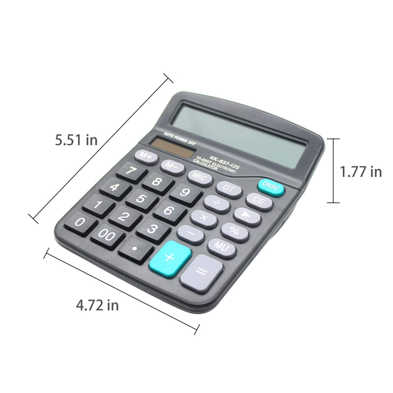  [AUSTRALIA] - Desk Calculator, 12-Digit Solar Battery Office Calculator with Large LCD Display Big Sensitive Button, Dual Power Desktop Calculators