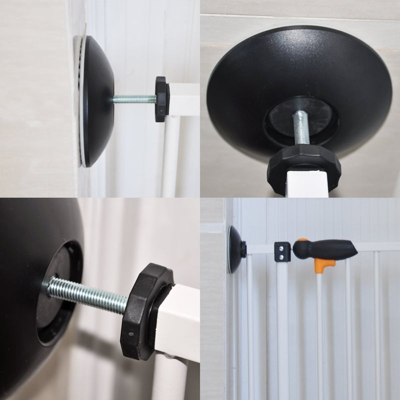  [AUSTRALIA] - vmaisi Baby Gate Wall Protector - Protect Walls & Doorways from Pet & Dog Gates - Pressure Mounted Gate Work on Stairs - 4 Pack Wall Cups - Black