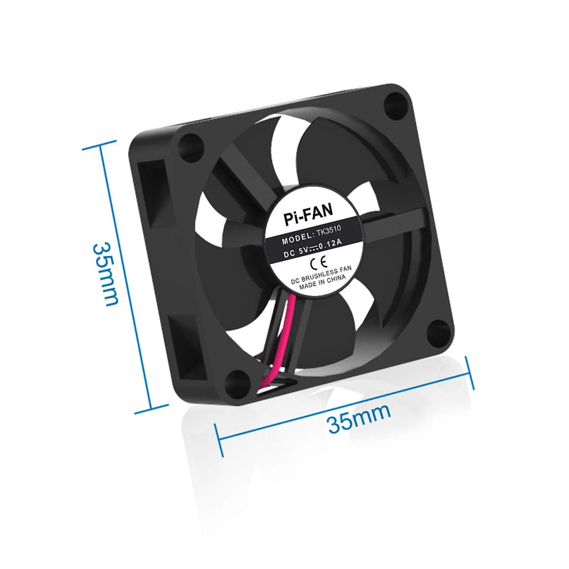  [AUSTRALIA] - Smraza Raspberry Pi 4 Fan with 4PCS Aluminum Heatsinks, DC 5V Cooling Fan for Raspberry Pi 4, Fan for Raspberry Pi 4 Model B, 3 B+, Pi 3, Pi 2, Size: 35x35mm Black