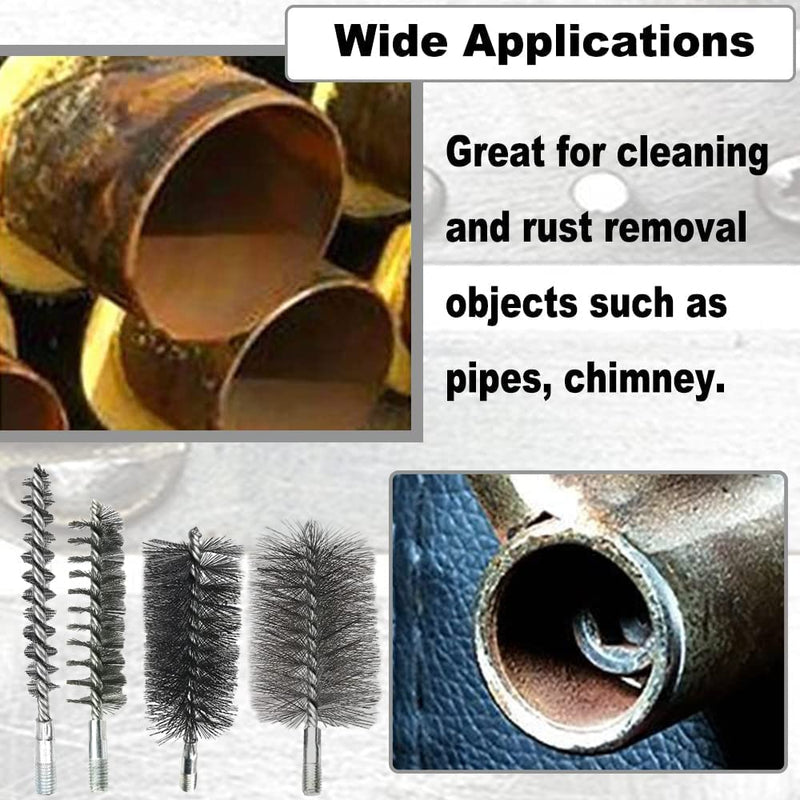  [AUSTRALIA] - Auniwaig Chimney Cleaning Brush 25mm Diameter Steel Wire Tube Cleaning Brush M12 Threaded Interface Cleaning Brush 160mm Length 5PCS