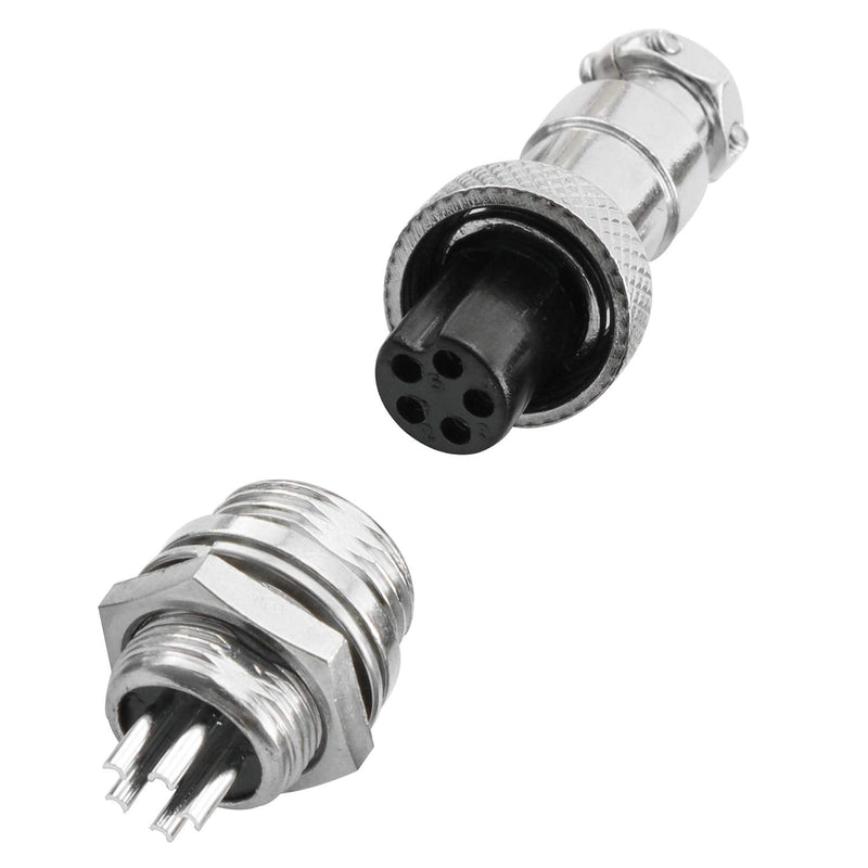  [AUSTRALIA] - DGZZI GX12-5 Aviation Connector Plug 5PCS 12mm 5 Pin Male Female Screw Type Panel Metal Aviation Connector Adapter Aviation Socket