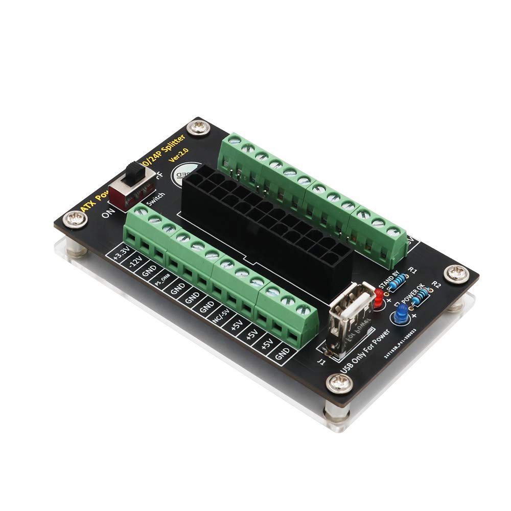  [AUSTRALIA] - ATX 24/20 Pin Power Supply Breakout Board Module with USB 5V Port and Acrylic Base