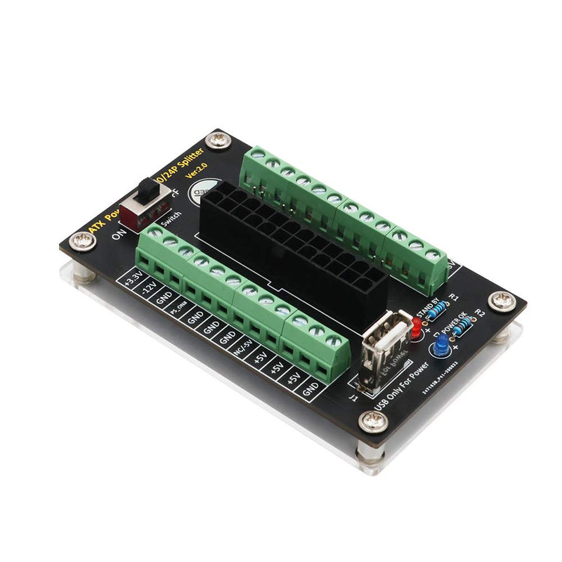  [AUSTRALIA] - ATX 24/20 Pin Power Supply Breakout Board Module with USB 5V Port and Acrylic Base