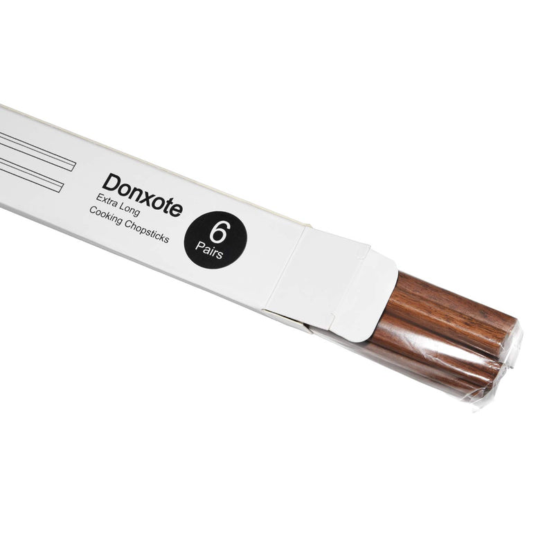  [AUSTRALIA] - Donxote Cooking Chopsticks, Extra Long Wooden Kitchen Frying Chopstick 16.5 Inches - Brown(6-Pairs)