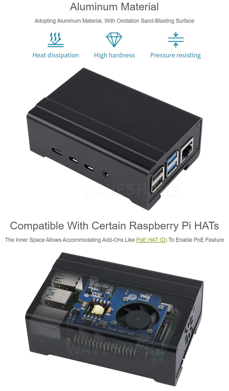  [AUSTRALIA] - Waveshare DIN Rail Aluminum Case for Raspberry Pi 4 with Cooling Fan and Heatsinks
