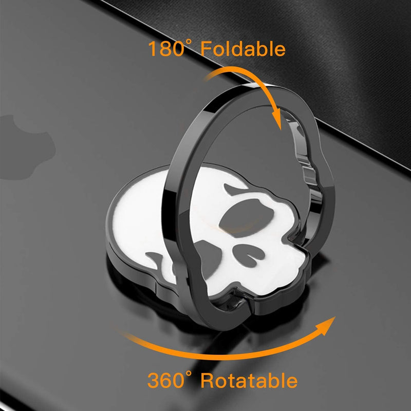  [AUSTRALIA] - homEdge Cell Phone Skull Ring Grip, Set of 4 Packs 360° Adjustable Finger Ring Holder, Suitable for Magnetic Car Mount Kickstand for Cell Phone-Black and White