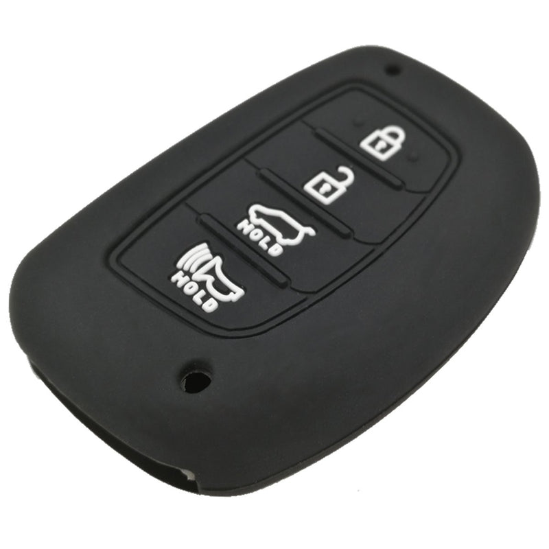  [AUSTRALIA] - Coolbestda 2Pcs Rubber Key Fob Remote Cover Keyless Entry Jacket Holder for 2018 2017 2016 Hyundai Tucson Elantra Sonata 4Buttons (NOT FIT Flip/Pop Out/Folding Key 2Pcs Black