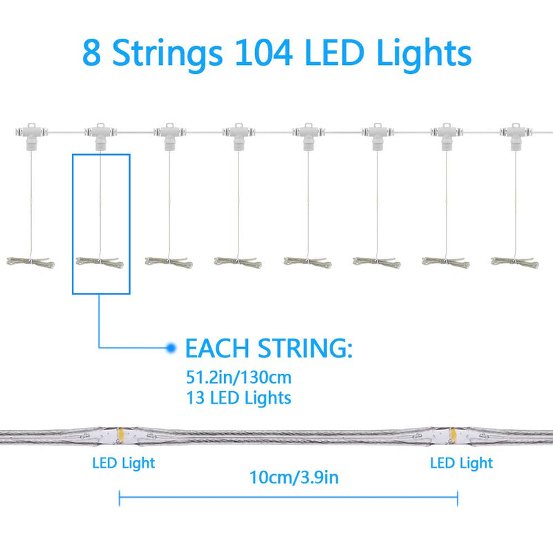  [AUSTRALIA] - Patio Umbrella Lights PULIVIA Strings Lights 104 LEDs 8 Lighting Modes with Remote Control, Battery Operated Waterproof Umbrella Lights for Indoor Outdoor, Warm White Battery not Included Warm White-yellow