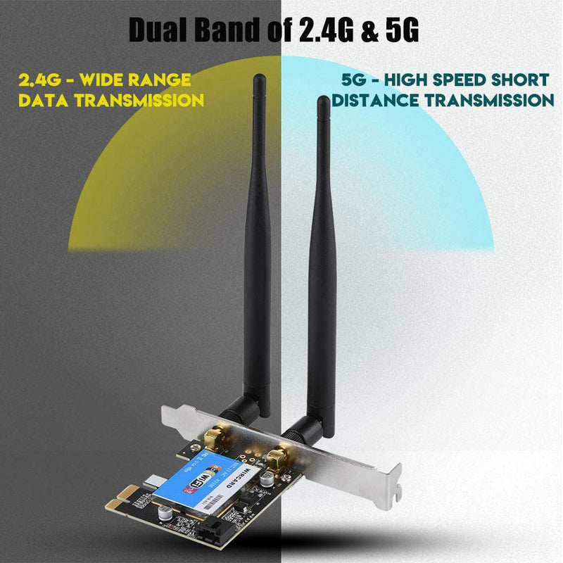  [AUSTRALIA] - 2.4G/5G Dual Band Network Controller Card PCIE Network Card Wireless PCI-E Bluetooth Network Card for Desktop Computers, Suitable for WIN7, WIN8, WIN8.1, WIN10 Systems