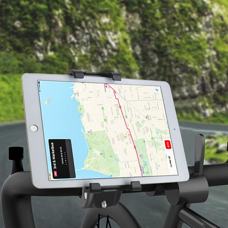  [AUSTRALIA] - Tablet iPad Holder for Bike, iPad Mount Stand for Spinning Bike, Exercise Bike, Microphone Stand, Bicycle, Motorcycle, Treadmill, Fit for iPad Pro 12.9/Air/Mini, Surface Pro/Go, Galaxy Tabs (5.5”-13”)