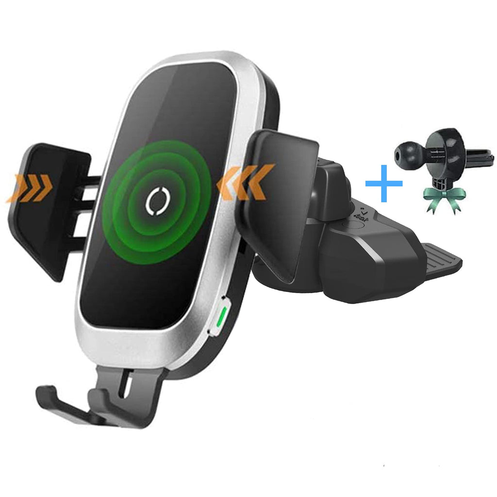  [AUSTRALIA] - leQuiven Wireless Car Charger Mount for iPhone 14/13, CD Slot Holder with Air Vent Clip, Auto-Clamping Phone Charger Stand Compatible with iPhone 14 13 12 11 Pro XS XR 8/Samsung Galaxy S23 S22 S21 S20