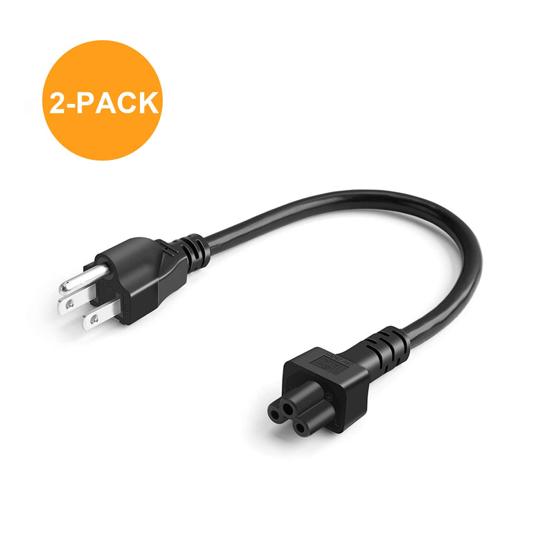 3 Prong AC Power Cord [2-Pack], UL Listed CableCreation 1 feet Short Power Cable for Dell HP ASUS XPS Lenovo Toshiba Acer Sony Computer, IEC-60320 IEC320 C5 to NEMA 5-15P, 0.3M / Black - LeoForward Australia