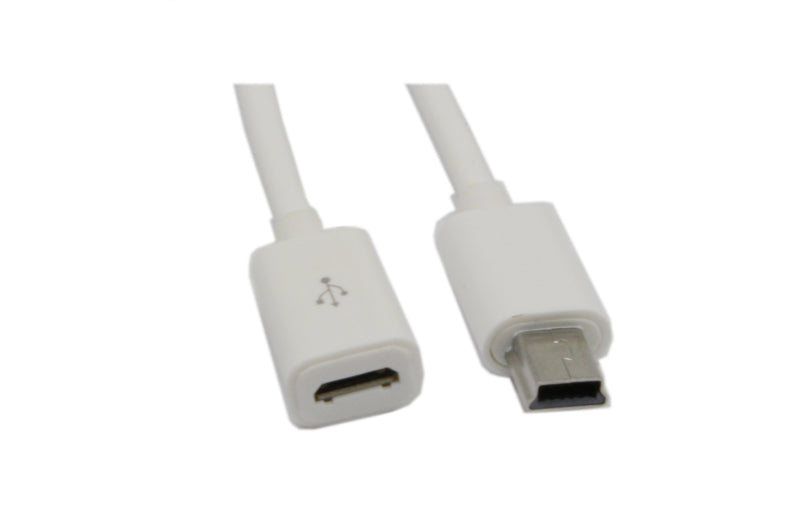  [AUSTRALIA] - zdyCGTime Micro USB to Mini USB Extension Cable Micro USB Female to Mini USB Male Charging & Sync Adapter Cable Cord(2 Pack White)