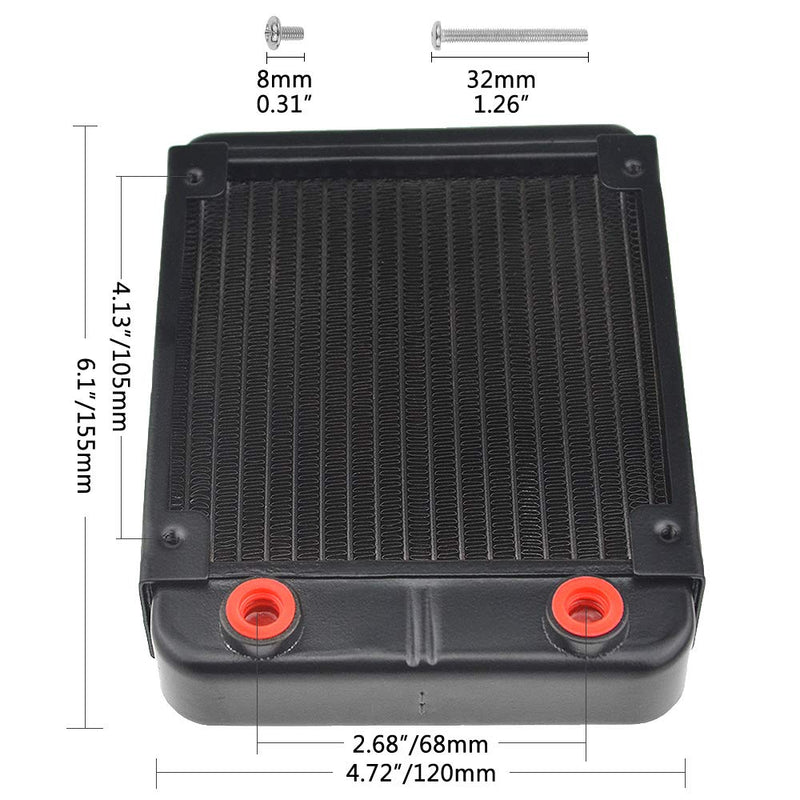  [AUSTRALIA] - BXQINLENX 18 Pipe Aluminum Heat Exchanger Radiator for PC CPU CO2 Laser Water Cool System Computer 120mm(B)