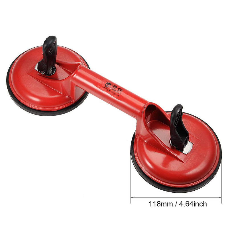  [AUSTRALIA] - uxcell Vacuum Suction Cup Glass Lifter for Glass/Tiles/Mirror/Granite Lifting, Dent Remover Gripper Aluminum Sucker Plate, Double Handle Locking,Red 2Cups 2 Cup