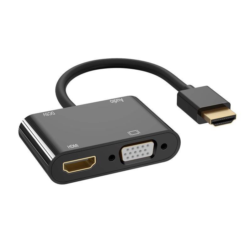  [AUSTRALIA] - HDMI to VGA HDMI Adapter, Aorz HDMI to Dual HDMI VGA Splitter Converter（Dual Display at Same Time VGA to HDMI VGA Adapter with Charging Cable and Audio Cable for PC, Laptop, Ultrabook, Raspberry Pi