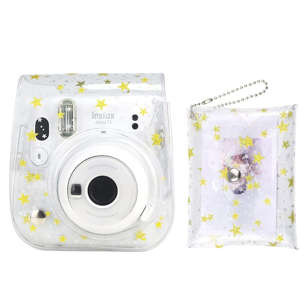  [AUSTRALIA] - CAIYOULE Bag for Fujifilm Instax Mini 11 9 8 Instant Film Camera Case and Mini/Square Film Photo Album Wallet Envelope Vogue Clear Picture Pouch (Star) Star