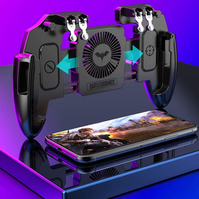  [AUSTRALIA] - FURZEQIFA PUBG Mobile Controller Joystick Turnover Button Gamepad for PUBG iOS Android Six Finger Operating Gamepad With Cooling Fan