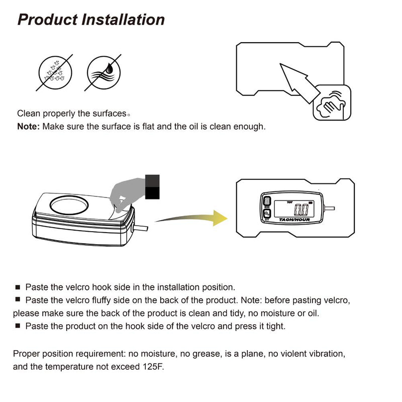  [AUSTRALIA] - Foundown Small Engine Tachometer Track Oil Change Inductive Hour Meter Can be Turned Off Backlit Digital  Tach Hour Meter Single Resettable Hour Meters