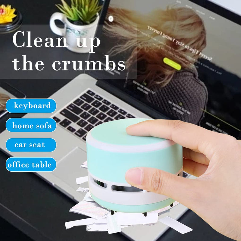  [AUSTRALIA] - FineInno Mini Crumb Vacuum Cleaner Portable Desktop Sweeper Handheld Cordless Multifunction Cleaning for Home,Office,Cars,Pet Hairs (Green White) Green White