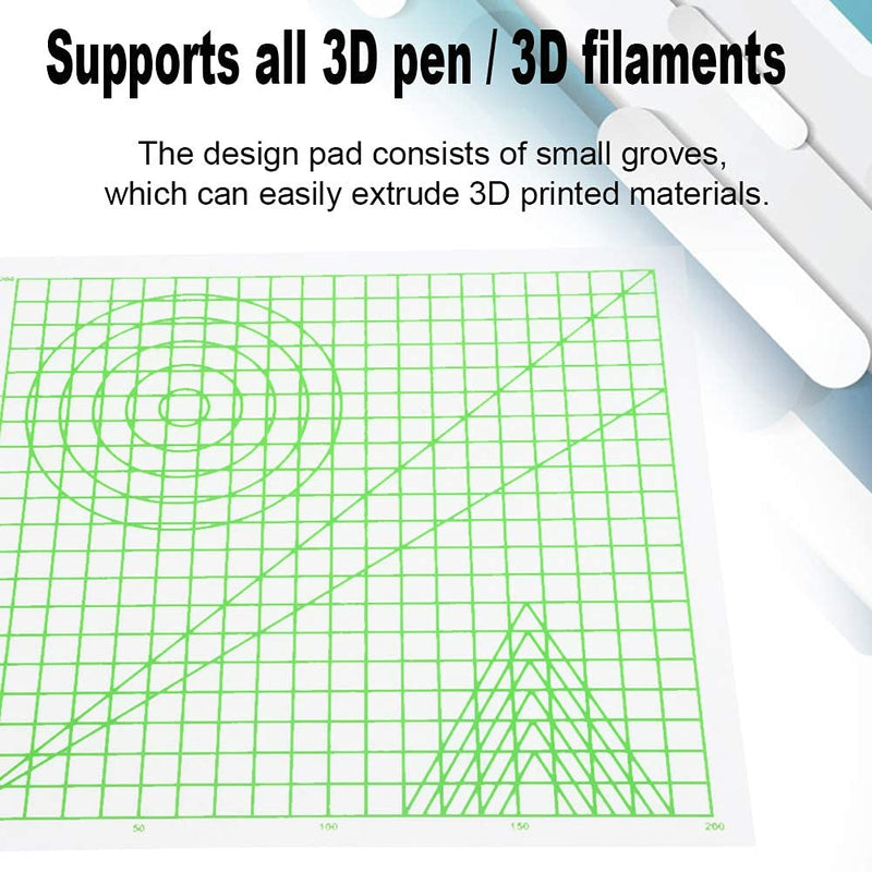  [AUSTRALIA] - Wosune Transparent 3D Drawing Mat, 3D Pen Pad 3D Printing Pen Mat Creative ABS DIY Drawing Template Pad Children Educational Toys for DIY Drawing