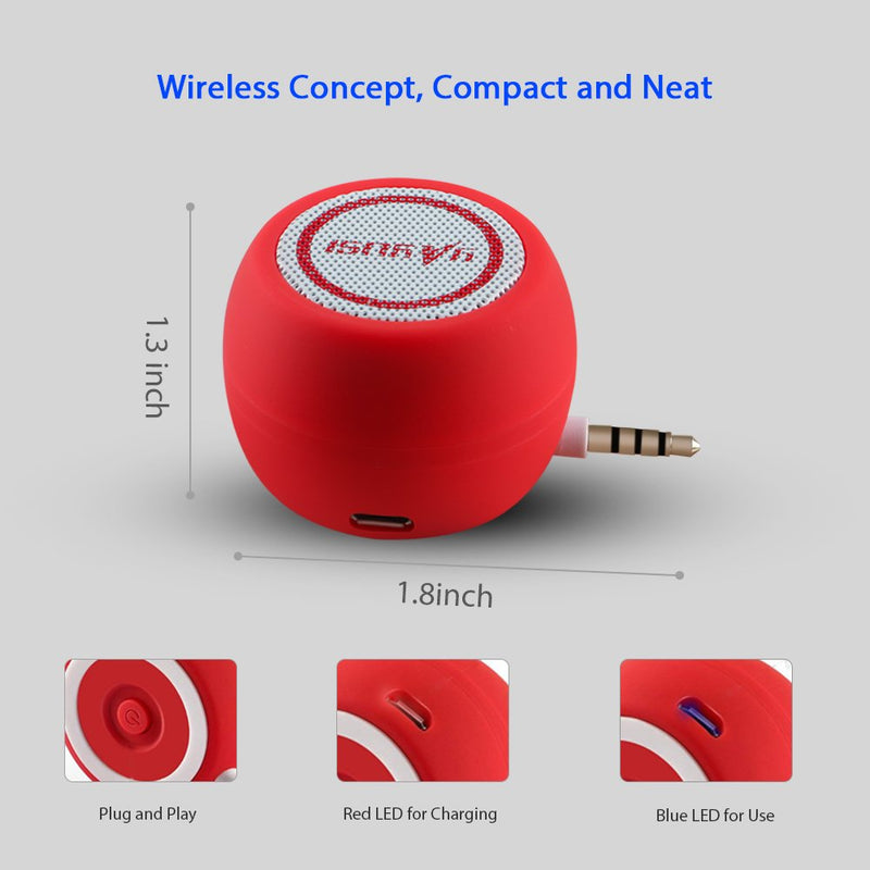  [AUSTRALIA] - Portable Mini Speaker for iPhone/iPad/iPod/Tablet, 3W Cellphone Speaker with 3.5mm Aux Input, Clear Loud Sound in Compact Golf Size Body (Passion Red)