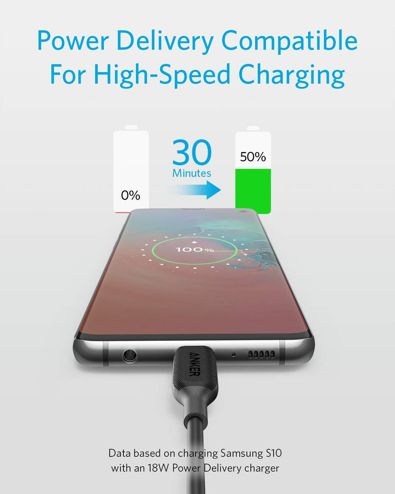 USB C to USB C Cable, Anker Powerline III USB-C to USB-C Fast Charging Cord (6 ft), 60W Power Delivery PD Charging for Apple MacBook, iPad Pro 2020, Samsung Galaxy S10 Plus S9 S8 Plus, Pixel, and More 6ft Black - LeoForward Australia