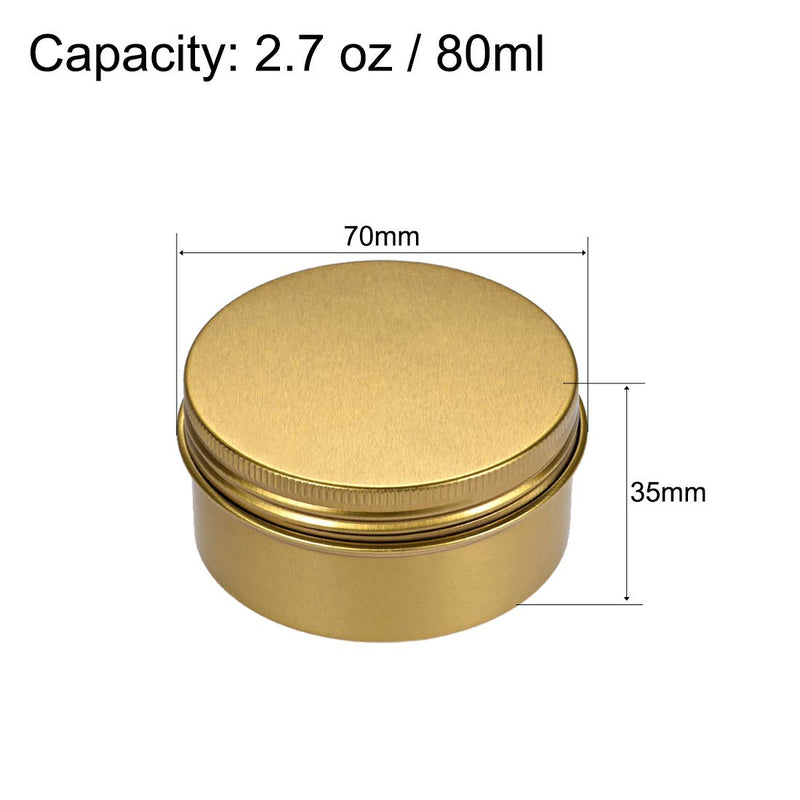  [AUSTRALIA] - uxcell 2.7oz Round Aluminum Cans Tin Screw Top Metal Lid Containers Gold Tone 80ml 3pcs