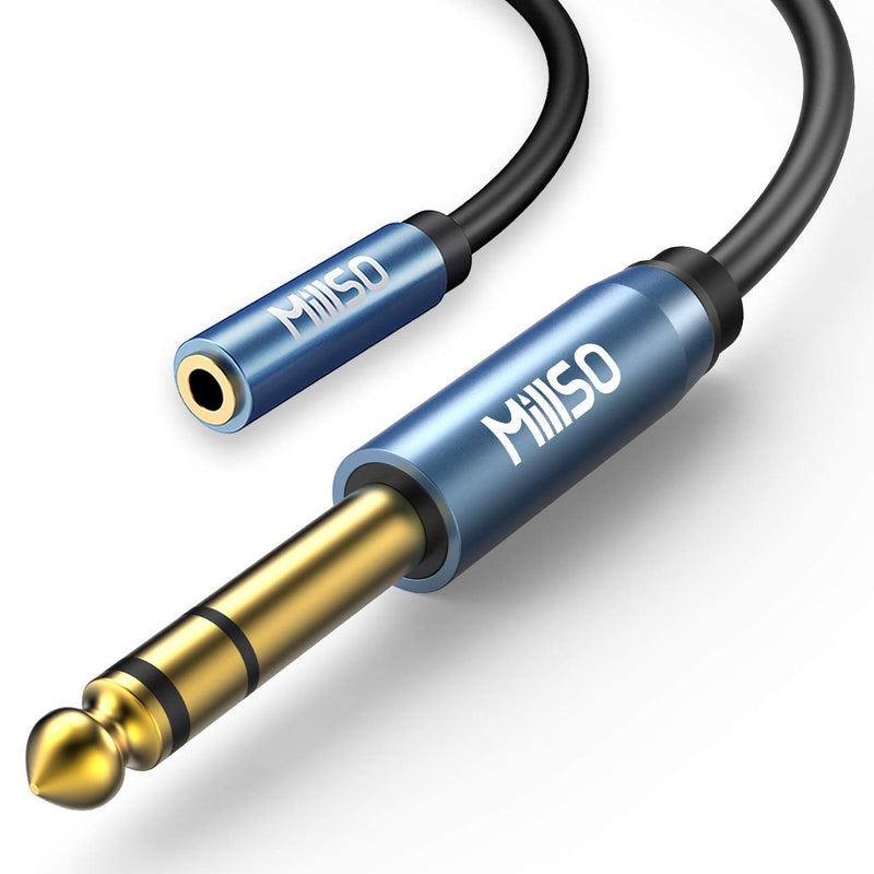  [AUSTRALIA] - MillSO 1/4 to 3.5mm Headphone Adapter 16 ft TRS 6.35mm 1/4 Male to 3.5mm 1/8 Female Stereo Jack Audio Adapter for Amplifiers, Guitar Amp, Keyboard Piano, Home Theater, Headphones 16 FT / 5 M Blue