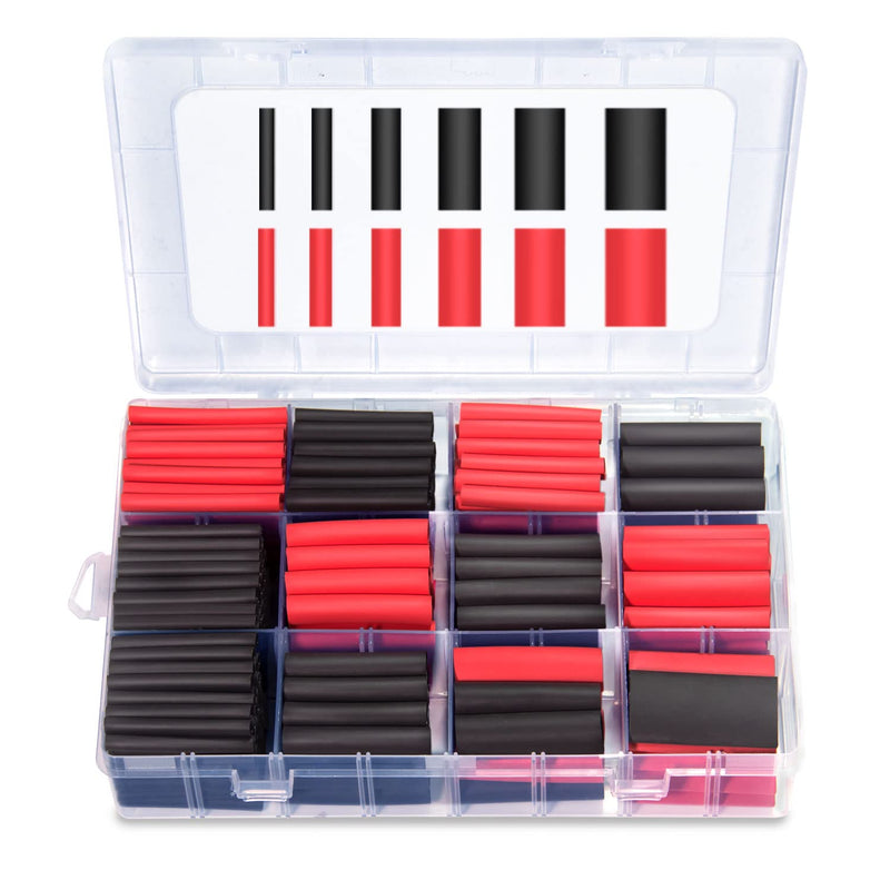  [AUSTRALIA] - MILAPEAK 300 PCS Heat Shrink Tubing Kit - 3:1 Ratio Adhesive Lined, Marine Grade Shrink Wrap - Automotive Industrial Heat-Shrink Tubing - Black, Red