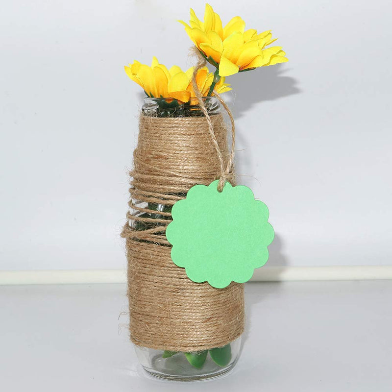  [AUSTRALIA] - 120PCS 2.4’’ / 6 cm Colorful Craft Scalloped Paper Label Tags with 66 Feet Jute Twines String for Wedding Birthday Party Decoration Gifts, Organizing, Arts & Crafts