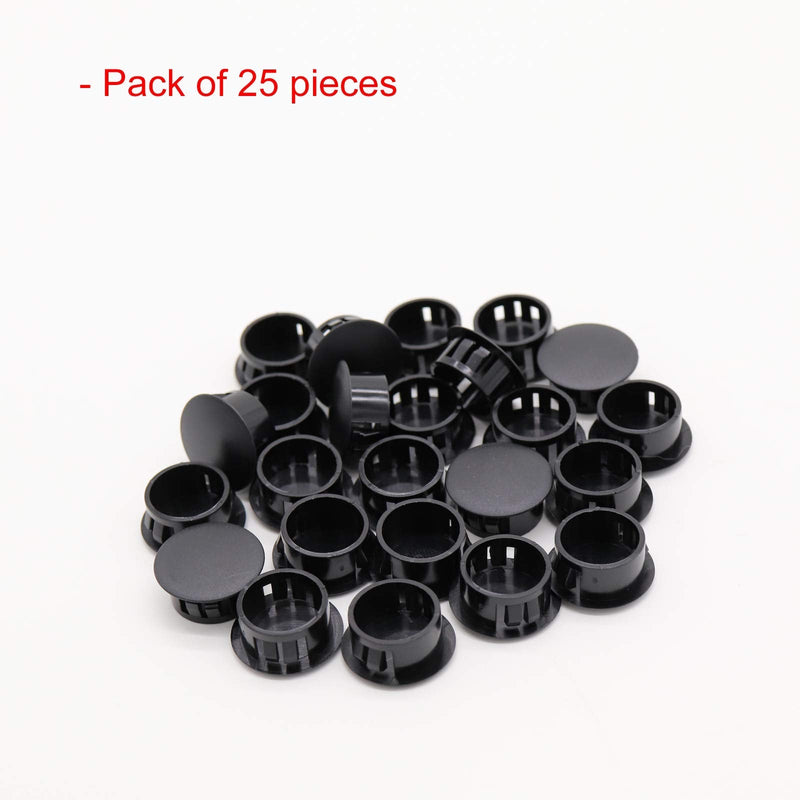  [AUSTRALIA] - VictorsHome Hole Plugs Plastic 19mm (3/4") Fit for 18.5-19mm Diameter Locking Hole Tube Flush Type Panel Plugs Fastener Cover for Kitchen Cabinet Furniture Black 25 Pcs 19mm(3/4")