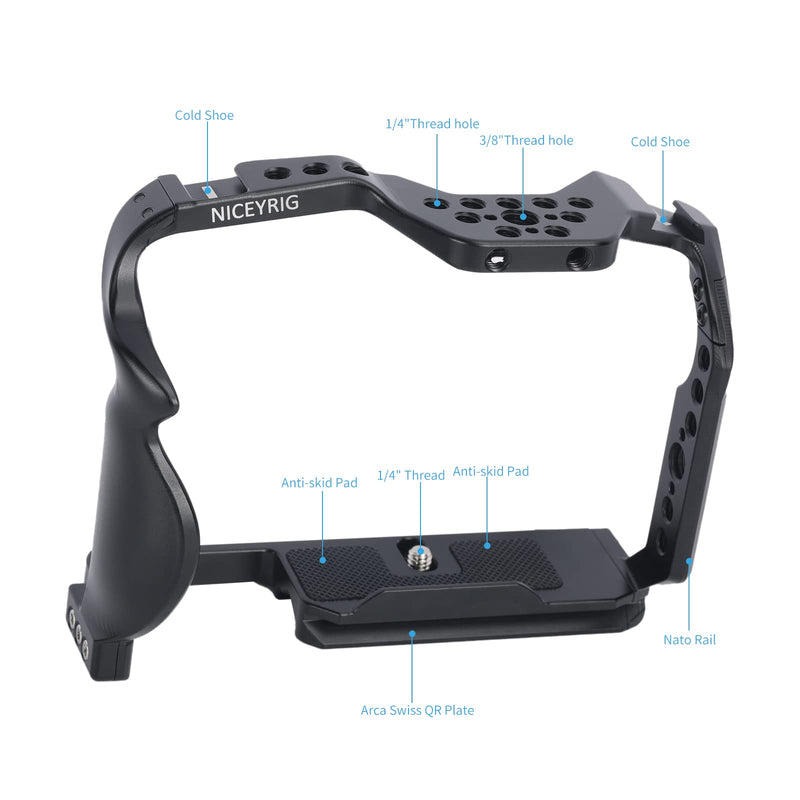  [AUSTRALIA] - NICEYRIG Streamline Camera Cage for Panasonic Lumix GH6 with Handle Handgrip - 518