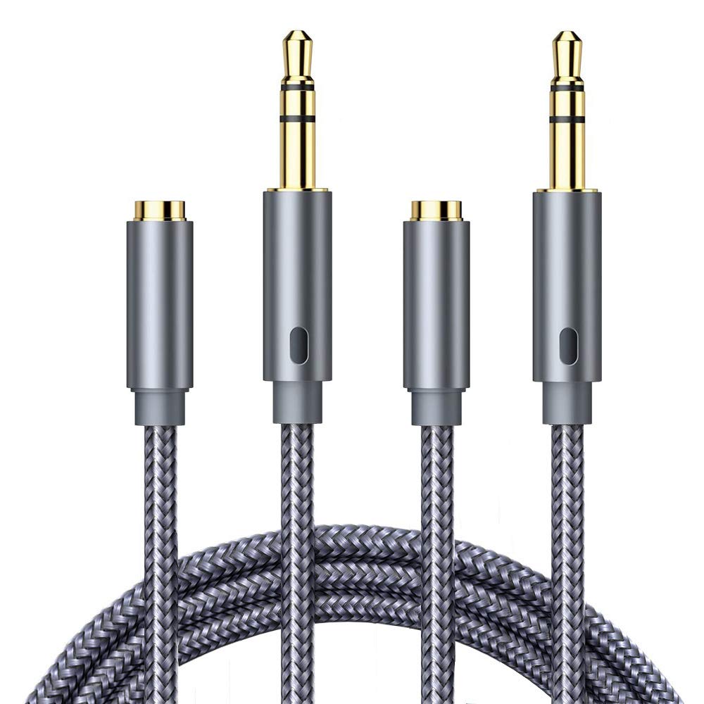  [AUSTRALIA] - Goalfish Headphone Extension Cable, 3.5mm Extension Audio [2-Pack, 6.6ft] Male to Female Aux Adapter Hi-Fi Sound Stereo Extender Cord for Headset, iPhone, iPad, Smartphones, Tablets & More (Grey)