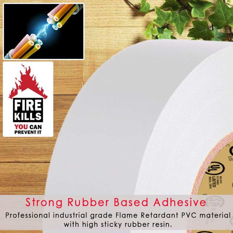  [AUSTRALIA] - White Electrical Tape by LYLTECH, 66 feet x 3/4 inch x 7 mils-600V,Pass UL/CSA Certification. Waterproof,Flame Retardant,Strong Adhesive, 14℉ to 176℉(White) White