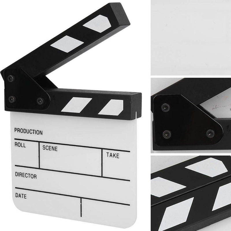  [AUSTRALIA] - Clap Board, Mini Acrylic Director Scene Clapperboard Classic Movie Film Clap Board with a Pen,for Shoot Props/Advertisement/Home Decoration/Cosplay/Background(Black and White whiteboard PAV1BWE3S) Black and White Whiteboard Pav1bwe3s