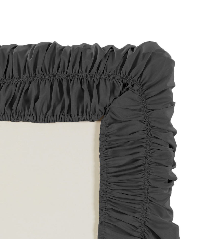  [AUSTRALIA] - Mk Collection Wrap Around Style Easy Fit Elastic Bed Ruffles Bed-Skirt Queen-King Solid Dark Grey/Charcoal New