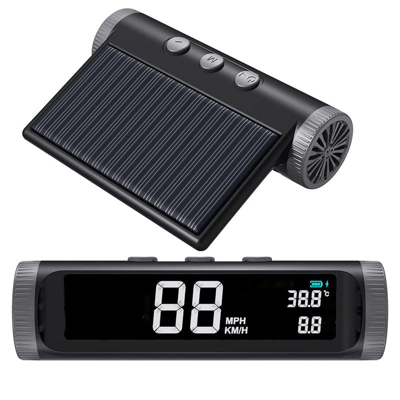  [AUSTRALIA] - 2022 New Wireless HUD GPS Speedometer for Car & Truck Digital Speed Heads Up Display MPH KMH Time Temperature Solar Panel Powered New Car Accessories