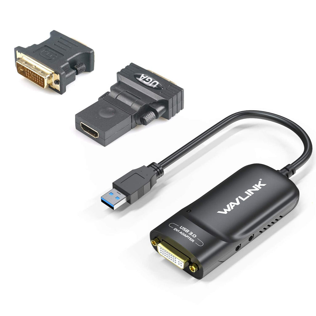  [AUSTRALIA] - WAVLINK USB 3.0 to DVI/HDMI/VGA Universal Video Graphics Card Adapter for Multiple Monitors Up to 2048x1152 for Windows, Mac OS & Chrome OS[Includes DVI-to-VGA,DVI-to-HDMI Converter Attachment]
