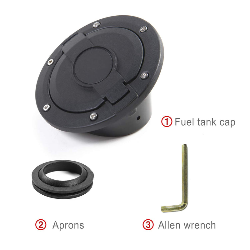  [AUSTRALIA] - JeCar Gas Cap Cover Aluminum Fuel Filler Door for Jeep Wrangler 2007-2018 JK & Unlimited