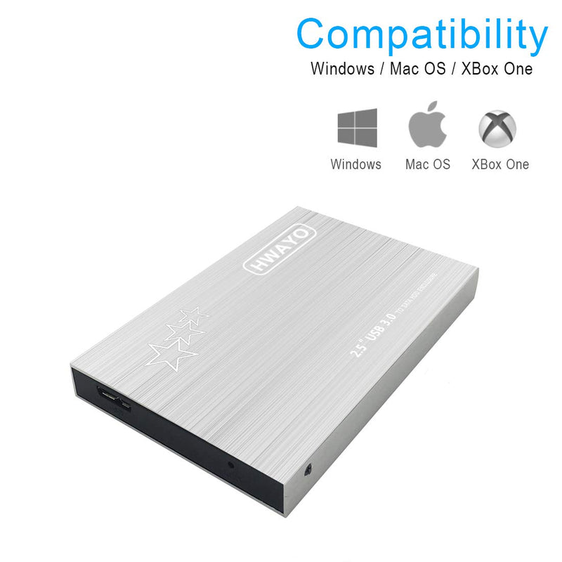  [AUSTRALIA] - 320GB External Hard Drive Portable - HWAYO 2.5'' Ultra Slim HDD Storage USB 3.0 for PC, Laptop, Mac, Chromebook, Xbox One (Silver) 320GB Silver