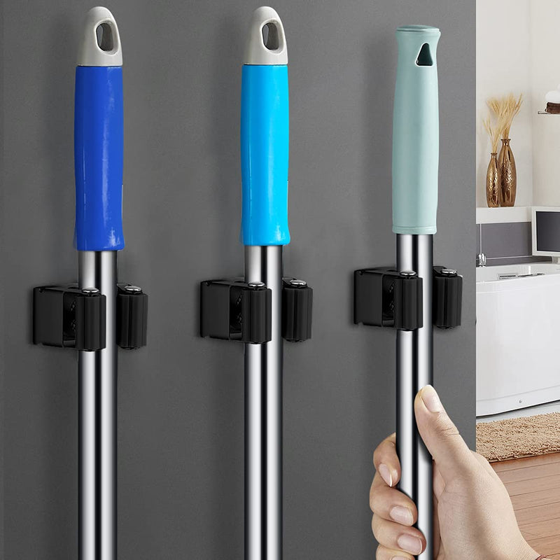  [AUSTRALIA] - 4pcs Mop and Broom Holder Clip, Broom Hangers Rack Wall Mount, Cleaning Tool Storage Organizer for Kitchen, Garden, Garage, Bathroom